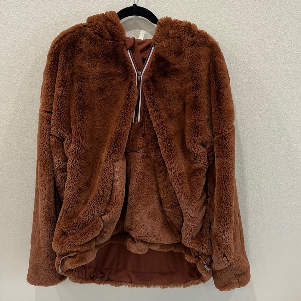 FP Movement Brown Feaux Fur Hooded Sweatshirt